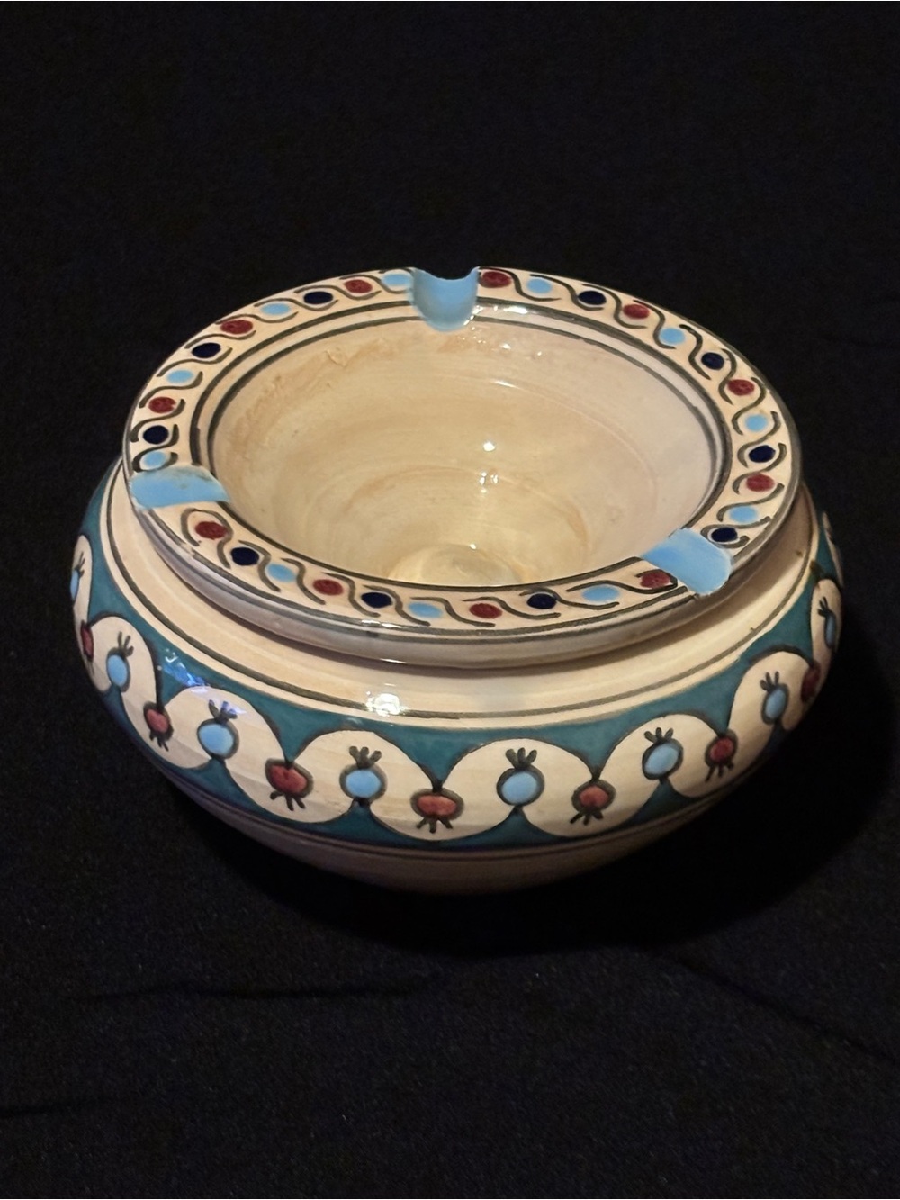 Moroccan Style Handpainted Pottery Ashtray